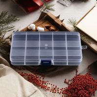 Beads Box, Plastic Portable Adjustable Jewellery Beads Box, Multi-grid transparent PP Beads Box,17*9.5cm (15 Grid) Beads Box, Plastic Portable Adjustable Jewellery Beads Box, Multi-grid transparent PP Beads Box,17*9.5cm (15 Grid)