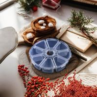 Beads Box, Plastic Portable Adjustable Jewellery Beads Box, Multi-grid transparent PP Beads Box, Round 10cm(Diameter) Beads Box, Plastic Portable Adjustable Jewellery Beads Box, Multi-grid transparent PP Beads Box, Round 10cm(Diameter)