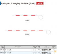 Shinwa P-shaped Surveying Pin Pole (Steel)