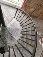 progress done:(before & after)-(corner double storey house)-To fabrication & install new mild steel special gold color paint spiral staircase - Sungai Buloh 