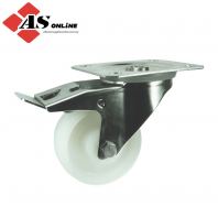 ATLAS WORKHOLDERS Castor, 125mm, Braked, Swivel, Top Plate, Nylon, White / Model: ATL9457400B