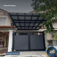 STAINLESS STEEL POWDER COATED SWING GATE + ALUMINIUM & EXPANDED METAL INSTALLED AT BANDAR SRI PUTRA NEAR BANDAR BUKIT MAHKOTA, NILAI, BANDAR BARU BANGI