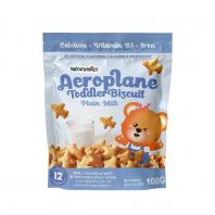 Natufoodies Aeroplane Toddler Biscuit in Bag 12m+ - Plain Milk 100g