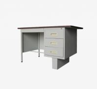 iS102/LTBL | 4' Single Pedestal Steel Desk with Block Leg (Black Linoleum Top)