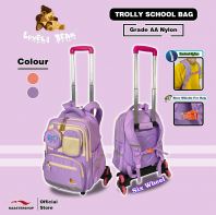 LOVELY BEAR Girl Primary Trolly School Bag / Six Wheels Trolley School Bag / Beg Sekolah Trolly (Grade AA Nylon) 87785TSC