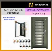 TOP SECURITY DOOR SUS 304 GRILL PREMIUM SINGLE LAYER PREMIUM P1 [3.5' X 7']