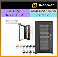 TOP SECURITY DOOR SUS 304 GRILL DELUX SINGLE LAYER PREMIUM P1 [3.5' X 7']