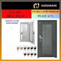 TOP SECURITY DOOR SUS 304 GRILL DELUX DOUBLE LAYER PREMIUM PP1 [3.5' X 7']