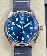 M+ Factory IWC Pilot Mark IW328203 40mm Steel Blue Leather Strap Arabic Numerals Blue Dial