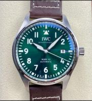 M+ Factory IWC Pilot Mark IW328205 40mm Steel Leather Strap Arabic Numerals Green Dial