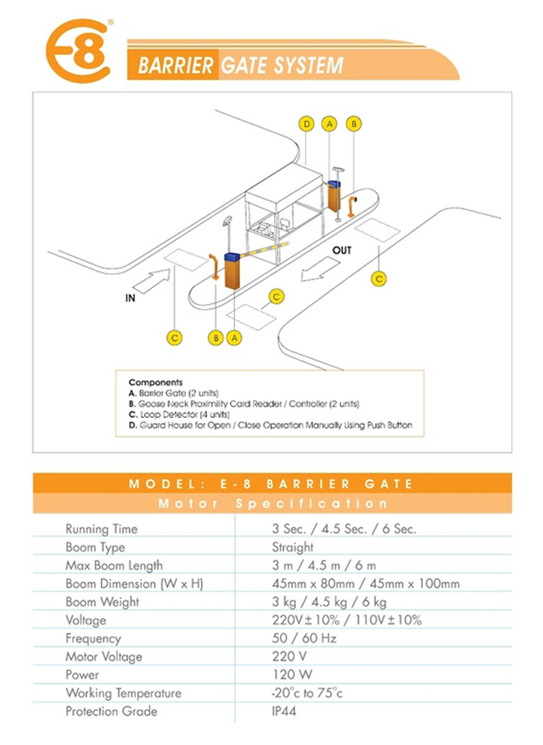 Selangor E8 Barrier Gate Barrier Gate System From The One Control